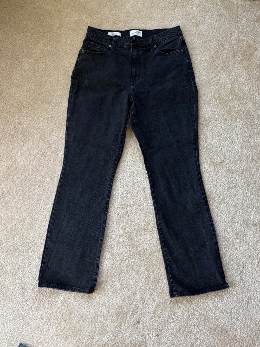 Black non stretch boot cut jeans